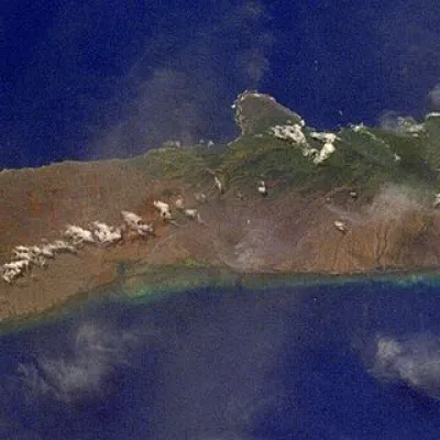 Aerial view of Hawaiian island Molokai
